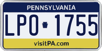 PA license plate LPO1755