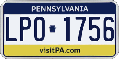 PA license plate LPO1756