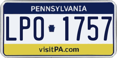 PA license plate LPO1757