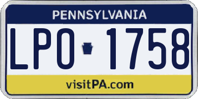 PA license plate LPO1758