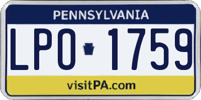 PA license plate LPO1759