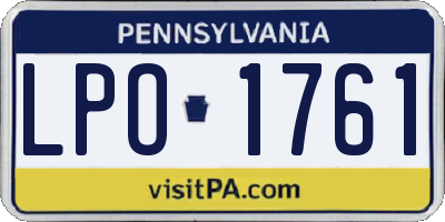 PA license plate LPO1761