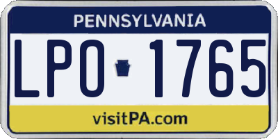 PA license plate LPO1765
