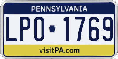 PA license plate LPO1769