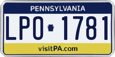 PA license plate LPO1781