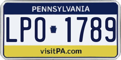 PA license plate LPO1789