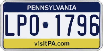 PA license plate LPO1796