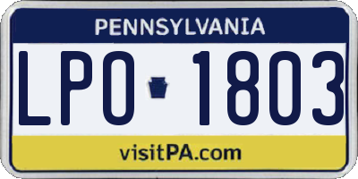 PA license plate LPO1803