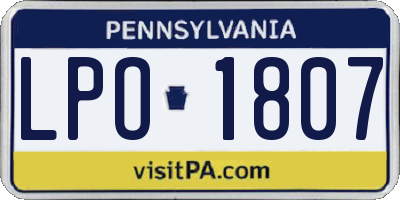 PA license plate LPO1807