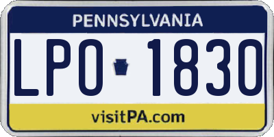 PA license plate LPO1830
