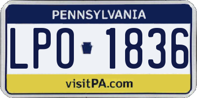 PA license plate LPO1836