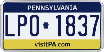 PA license plate LPO1837