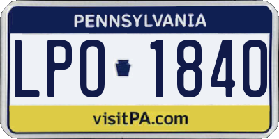 PA license plate LPO1840