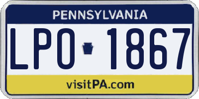 PA license plate LPO1867