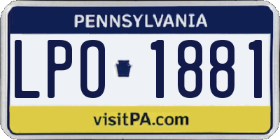 PA license plate LPO1881