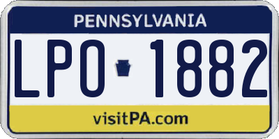 PA license plate LPO1882