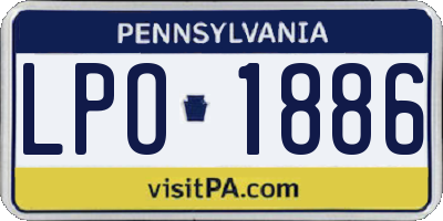 PA license plate LPO1886