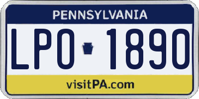 PA license plate LPO1890