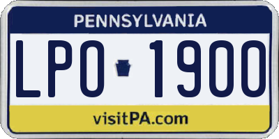 PA license plate LPO1900