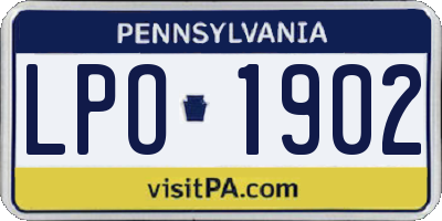 PA license plate LPO1902