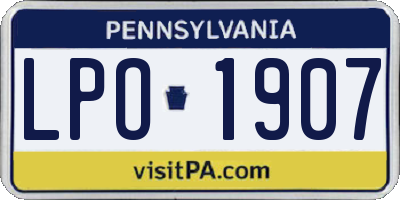 PA license plate LPO1907