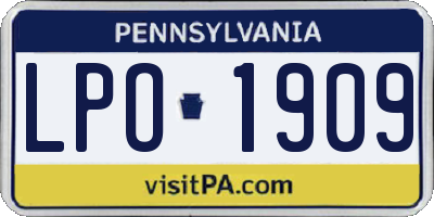PA license plate LPO1909
