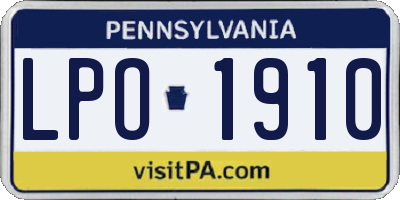 PA license plate LPO1910