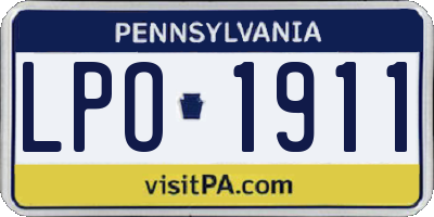 PA license plate LPO1911
