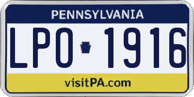 PA license plate LPO1916
