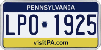 PA license plate LPO1925