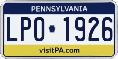 PA license plate LPO1926