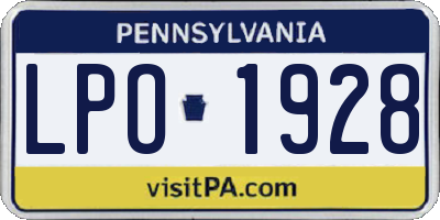 PA license plate LPO1928