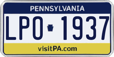 PA license plate LPO1937