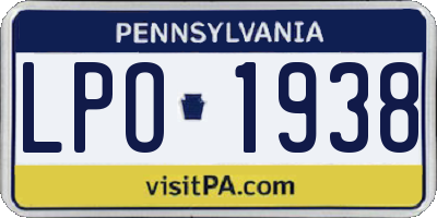 PA license plate LPO1938