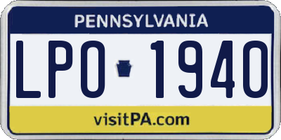 PA license plate LPO1940