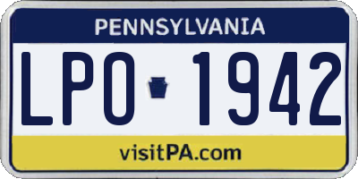 PA license plate LPO1942