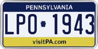 PA license plate LPO1943