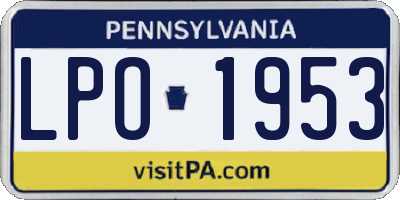 PA license plate LPO1953