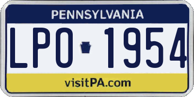 PA license plate LPO1954