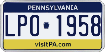 PA license plate LPO1958