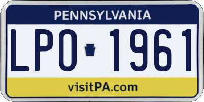 PA license plate LPO1961