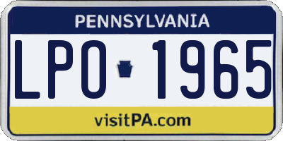 PA license plate LPO1965