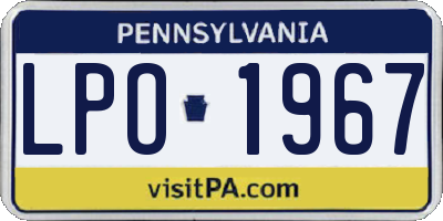 PA license plate LPO1967
