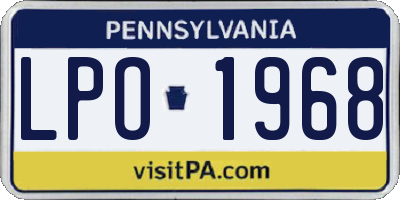 PA license plate LPO1968