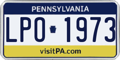 PA license plate LPO1973