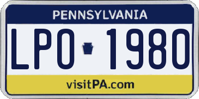 PA license plate LPO1980