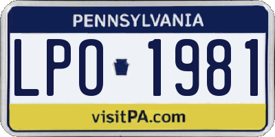 PA license plate LPO1981
