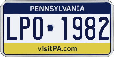 PA license plate LPO1982