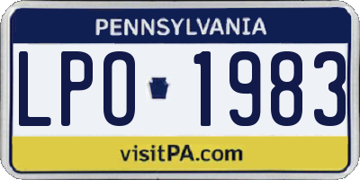 PA license plate LPO1983