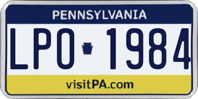 PA license plate LPO1984